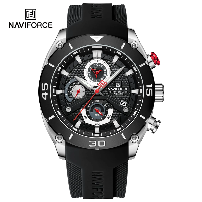 Naviforce 8038 Quartz Chronograph, Waterproof, Durable, Military Style Wristwatch (Black)